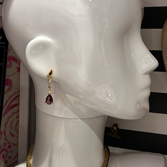 Amethyst Cubic Zirconia Twist Drop Earrings-Boutique - Picture 7 of 8